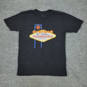 Travis Mathew Shirt Men's Medium Black Las Vegas Graphic Tee Short Sleeve Adult